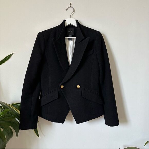 Smythe Black Wool Blend Button Down Blazer Size 8 - Picture 4 of 11